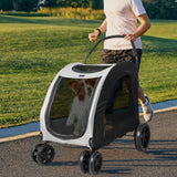 PaWz Pet Dog Stroller Pram Carrier Cat Travel Foldable 4 Wheels 50kg Capacity Petsleisure