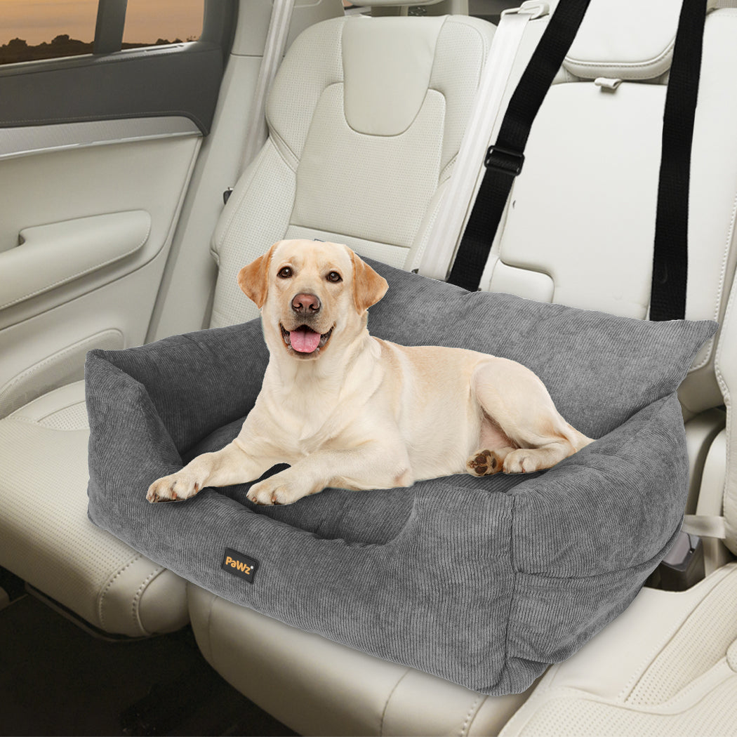 PaWz Pet Car Booster Seat Dog Protector Portable Travel Bed Removable Grey L PaWz