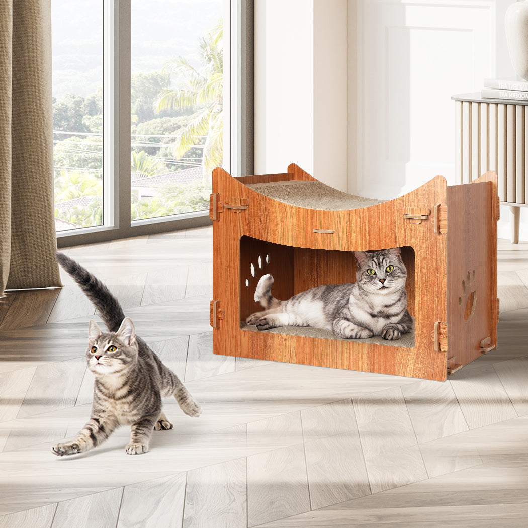 PaWz Cat Scratcher Scratching Board Corrugated Cardboard Condo House Large Petsleisure
