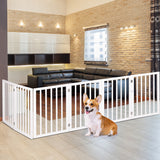 PaWz Wooden Pet Gate Dog Fence Safety Stair Barrier Security Door 6 Panels White PaWz