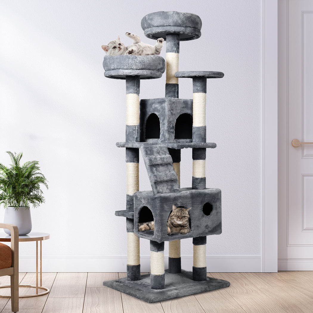 PaWz Cat Trees Scratching Post Scratcher For Large Cats Tower House Grey 140cm PaWz