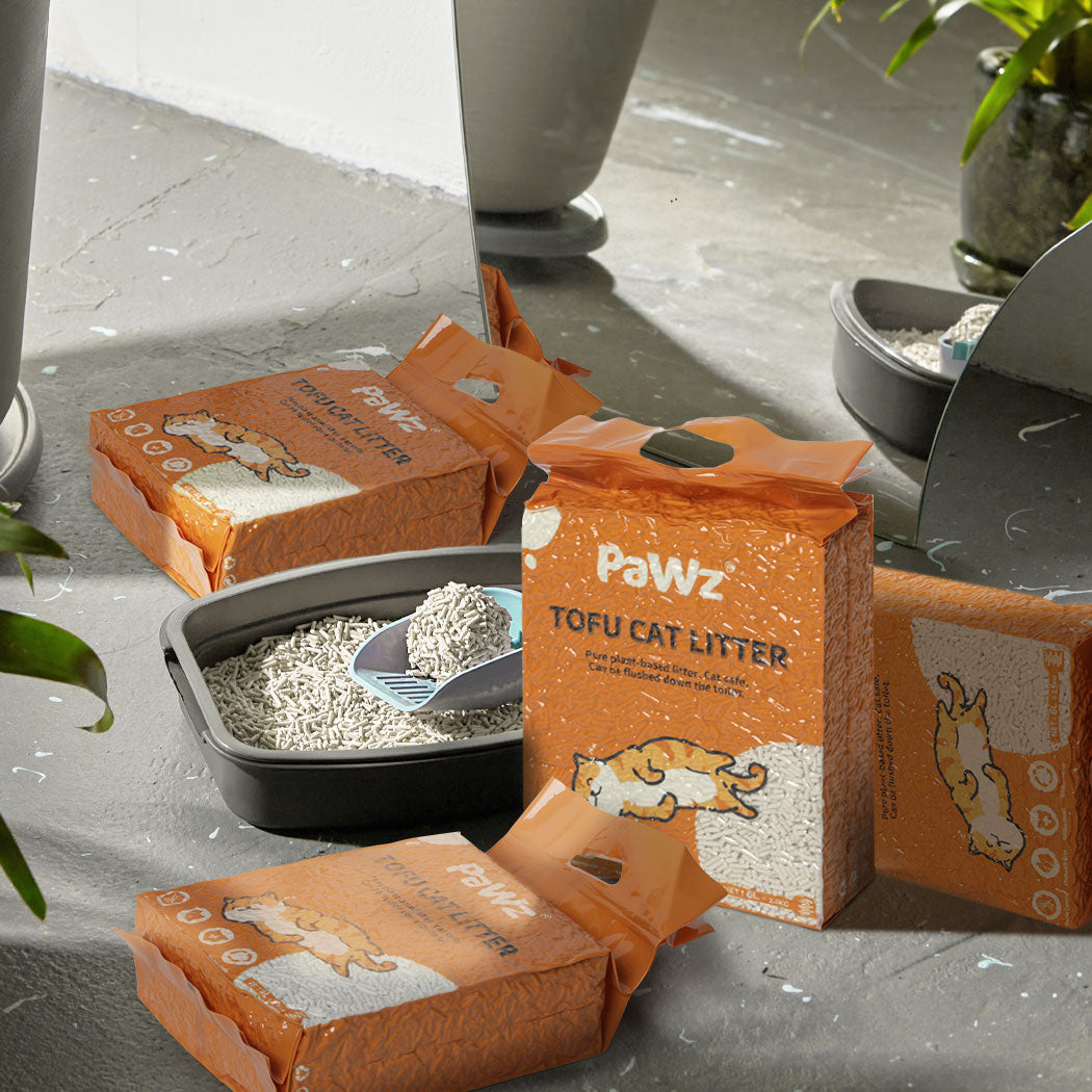 PaWz 2.5kg Tofu Cat Litter Clumping Flushable Fast Super Absorben Natural x4 Petsleisure