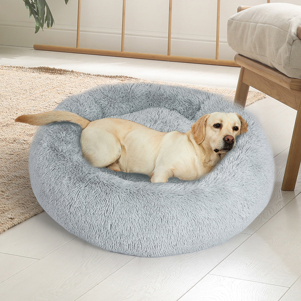 PaWz Pet Bed Cat Dog Donut Nest Calming Kennel Cave Sleeping Light Grey XXXL PaWz
