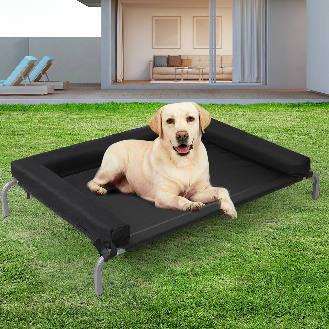 PaWz Elevated Pet Bed Dog Puppy Cat Trampoline Hammock Raised Heavy Duty Black L PaWz