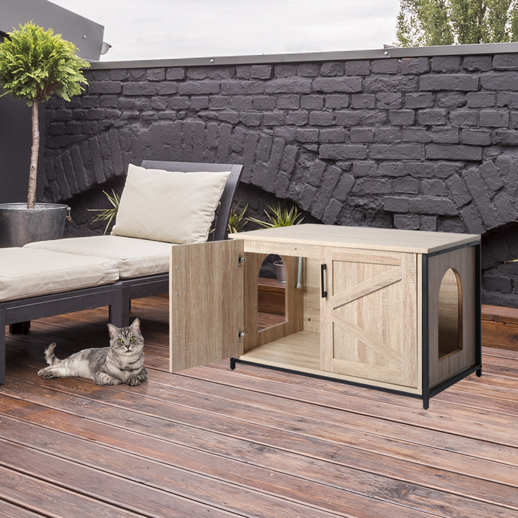 PaWz Enclosed Hooded Cat Litter Box Furniture Kitty Toilet Tray Pet House Table PaWz