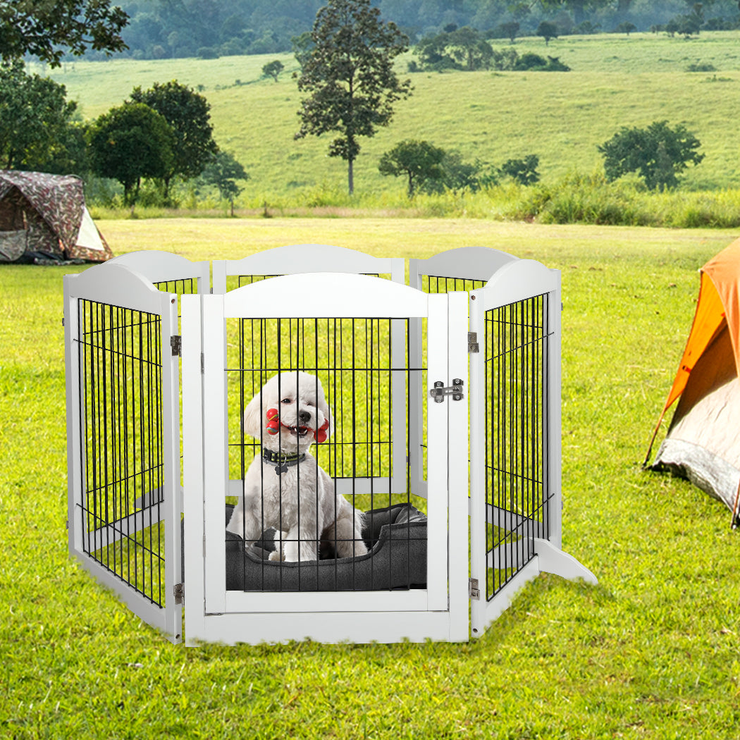 PaWz 6 Panels Pet Dog Playpen Puppy Exercise Cage Enclosure Fence Indoor White PaWz