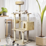 PaWz Cat Tree Toy Scratching Post Scratcher Tower Condo Wooden House Cream 130cm PaWz