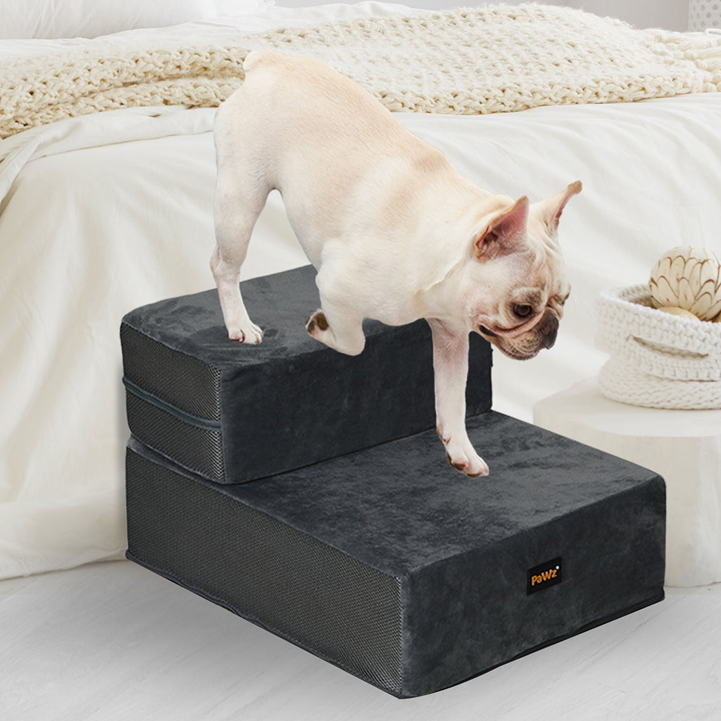 PaWz Dog Stairs Ramp Portable Climbing Ladder Washable Removable Cover 2 Steps PaWz