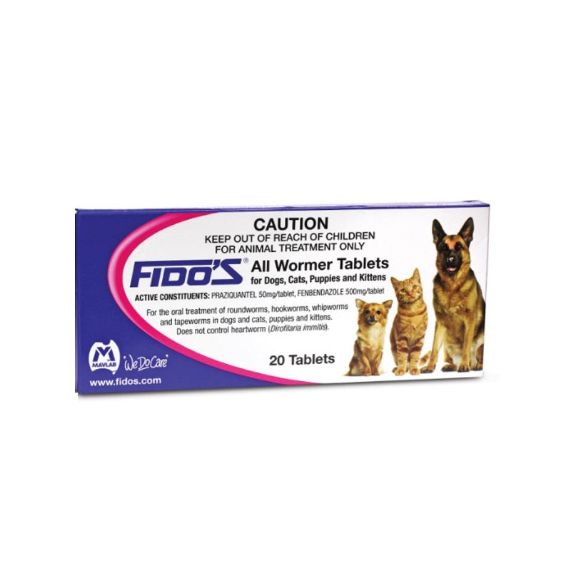 Fidos Allwormer Tablets For Dogs, Puppies, Cats and Kittens Fidos