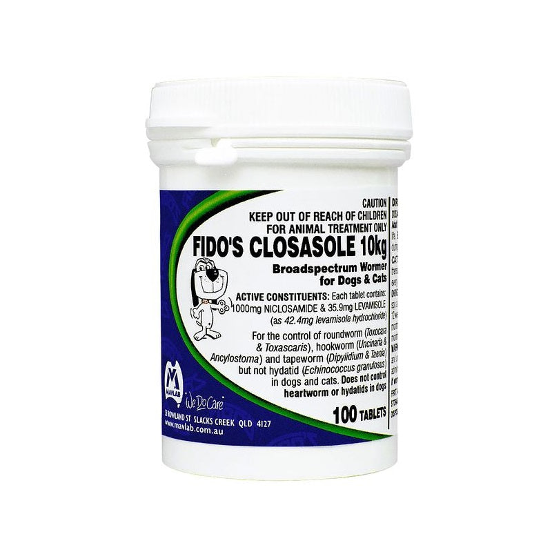 Fidos Closasole Broadspectrum Wormer For Dogs and Cats (100 tablets) Fidos
