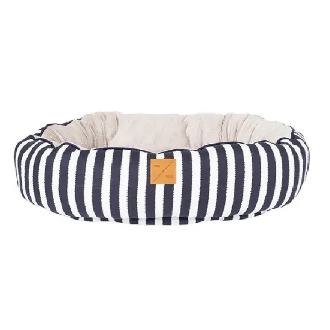 Mog & Bone Designer Reversible Dog Bed Navy Hamptons Stripe XL Mog and Bone