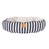 Mog & Bone Designer Reversible Dog Bed Navy Hamptons Stripe M