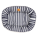 Mog & Bone Designer Reversible Dog Bed Navy Hamptons Stripe L Mog and Bone