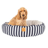 Mog & Bone Designer Reversible Dog Bed Navy Hamptons Stripe M Mog and Bone