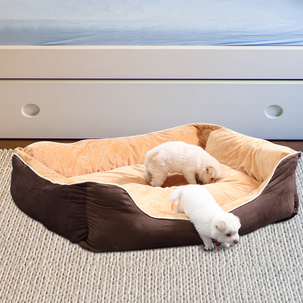 PaWz Pet Bed Mattress Dog Cat Pad Mat Puppy Cushion Soft Warm Washable L Brown PaWz