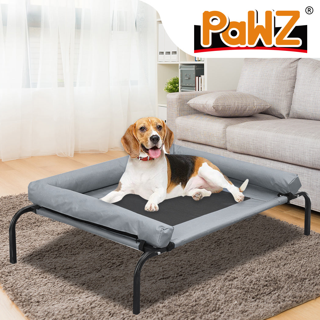 PaWz Heavy Duty Pet Bed Bolster Trampoline Dog Puppy Cat Hammock Mesh M Grey PaWz