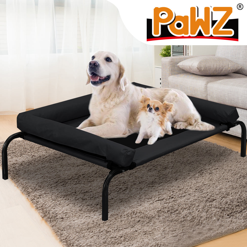 PaWz Pet Bed Heavy Duty Frame Hammock Bolster Trampoline Dog Puppy Mesh XL Black PaWz
