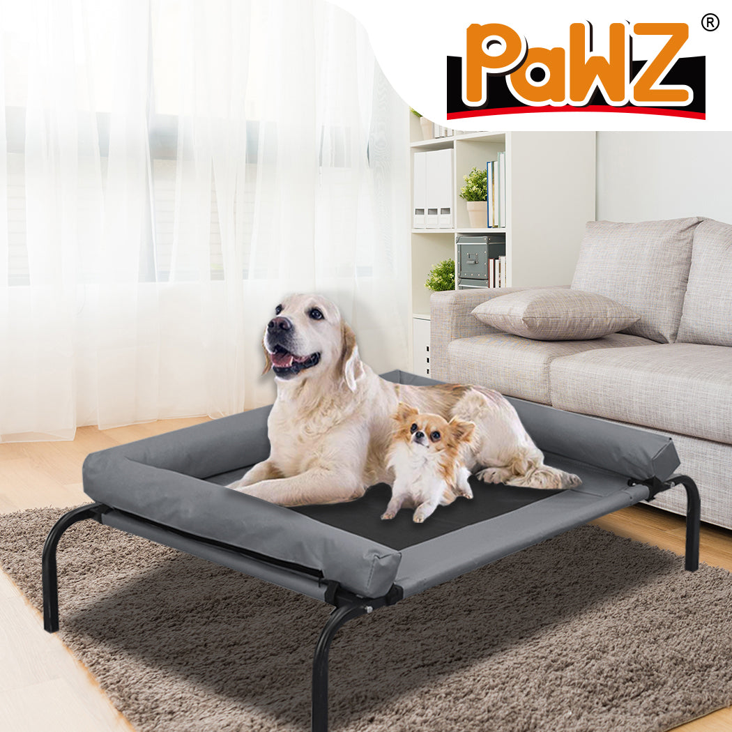 PaWz Heavy Duty Pet Bed Bolster Trampoline Dog Puppy Cat Hammock Mesh XL Grey PaWz