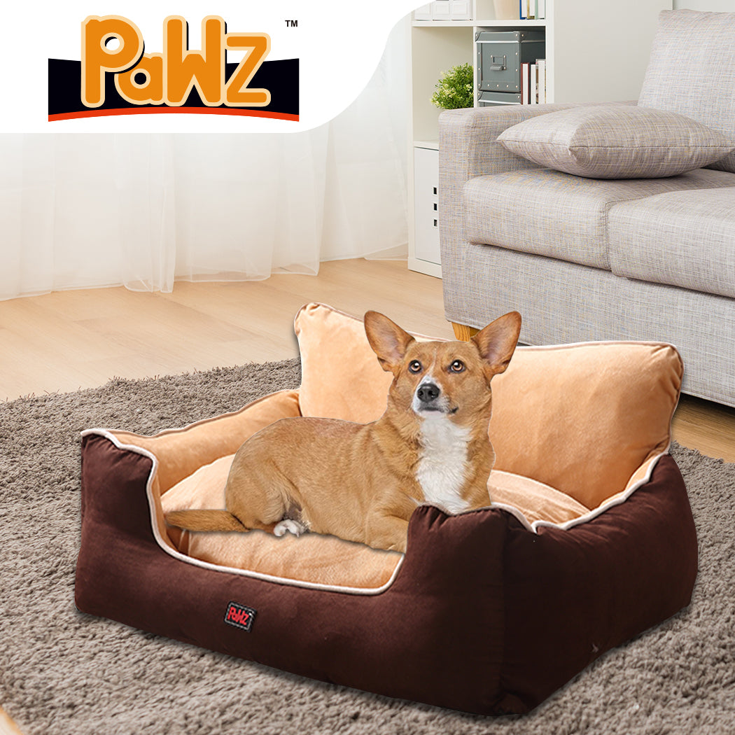 PaWz Pet Bed Dog Puppy Beds Cushion Pad Pads Soft Plush Cat Pillow Mat Brown L PaWz