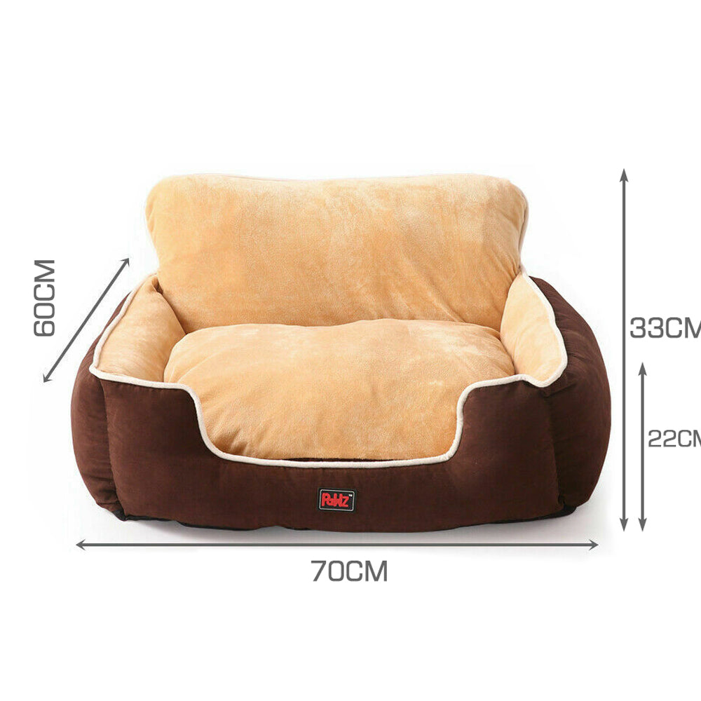 PaWz Pet Bed Dog Puppy Beds Cushion Pad Pads Soft Plush Cat Pillow Mat Brown M PaWz