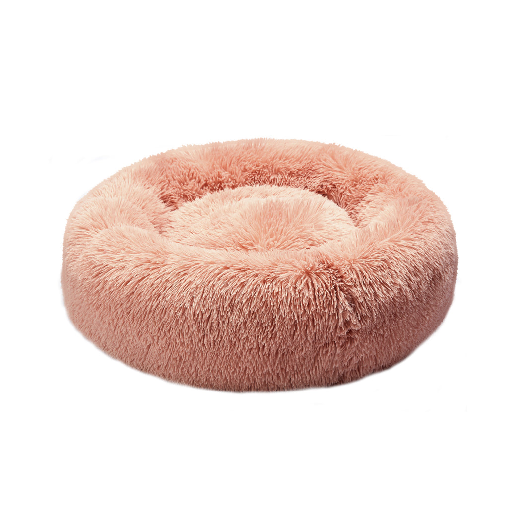 Pet Bed Cat Dog Donut Nest Calming Kennel Cave Deep Sleeping Pink L PaWz
