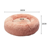 Pet Bed Cat Dog Donut Nest Calming Kennel Cave Deep Sleeping Pink M PaWz