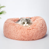 Pet Bed Cat Dog Donut Nest Calming Kennel Cave Deep Sleeping Pink M PaWz