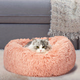 Pet Bed Cat Dog Donut Nest Calming Kennel Cave Deep Sleeping Pink M PaWz