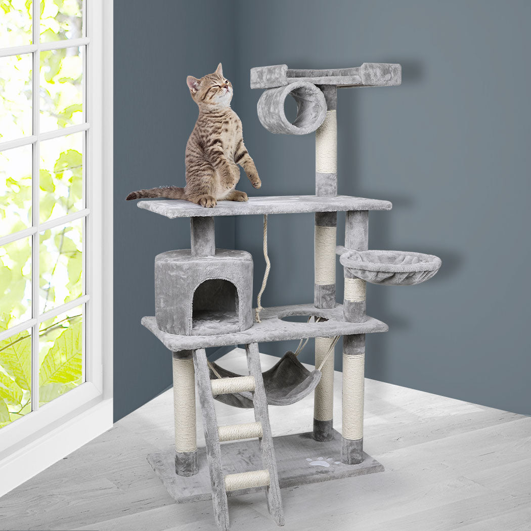 Cat Tree Beastie Scratching Post Pet Scratcher Condo Tower 140cm Grey PaWz