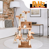 Cat Scratching Post Tree Gym House Condo Furniture Scratcher Pole Brown 183cm PaWz