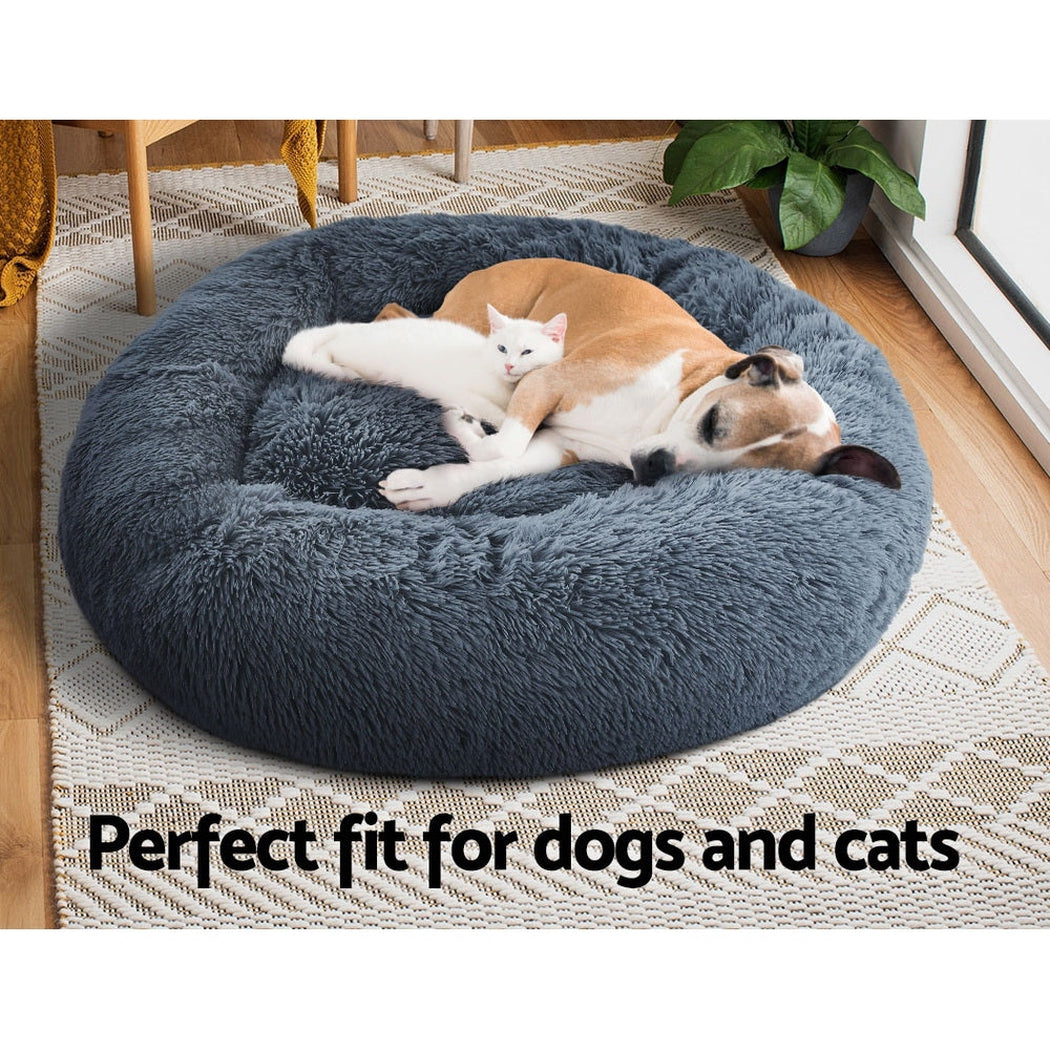 i.Pet Pet bed Dog Cat Calming Pet bed Large 90cm Dark Grey Sleeping Comfy Cave Washable i.Pet