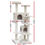 i.Pet Cat Tree 134cm Trees Scratching Post Scratcher Tower Condo House Furniture Wood Beige i.Pet