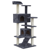 i.Pet Cat Tree 134cm Trees Scratching Post Scratcher Tower Condo House Furniture Wood Grey i.Pet