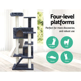 i.Pet Cat Tree 134cm Trees Scratching Post Scratcher Tower Condo House Furniture Wood Grey i.Pet