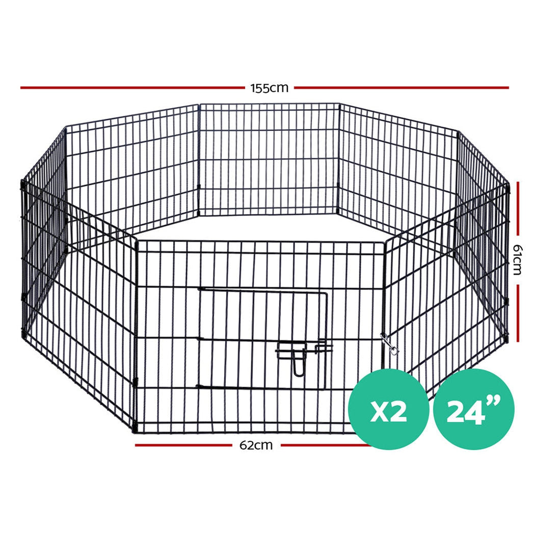 i.Pet 2X24" 8 Panel Pet Dog Playpen Puppy Exercise Cage Enclosure Fence Play Pen i.Pet
