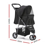 i.Pet 3 Wheel Pet Stroller - Black i.Pet