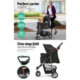 i.Pet 3 Wheel Pet Stroller - Black i.Pet