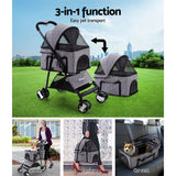 i.Pet Pet Stroller Dog Carrier Foldable Pram 3 In 1 Middle Size Grey i.Pet