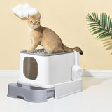 Cat Litter Box Fully Enclosed Kitty Toilet Trapping Sifting Odor Control Basin PaWz