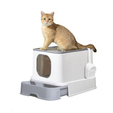 Cat Litter Box Fully Enclosed Kitty Toilet Trapping Sifting Odor Control Basin PaWz