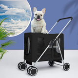 Pet Stroller Dog Cat Puppy Pram Travel Carrier 4 Wheels Pushchair Foldable Black Unbranded