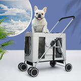 Pet Stroller Dog Cat Puppy Pram Travel Carrier 4 Wheels Pushchair Foldable Grey Unbranded