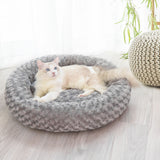 Pet Bed Dog Cat Nest Calming Donut Mat Soft Plush Kennel Cave Deep Sleeping L PaWz