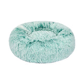 Pet Bed Cat Dog Donut Nest Calming Mat Soft Plush Kennel Teal L PaWz