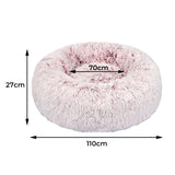 Pet Bed Cat Dog Donut Nest Calming Mat Soft Plush Kennel Pink XL PaWz