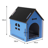 Wooden Dog House Pet Kennel Timber Indoor Cabin Large Blue L PaWz