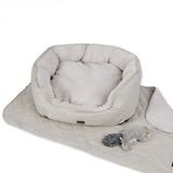 PaWz Pet Bed Set Dog Cat Quilted Blanket Squeaky Toy Calming Warm Soft Nest Beige XL PaWz