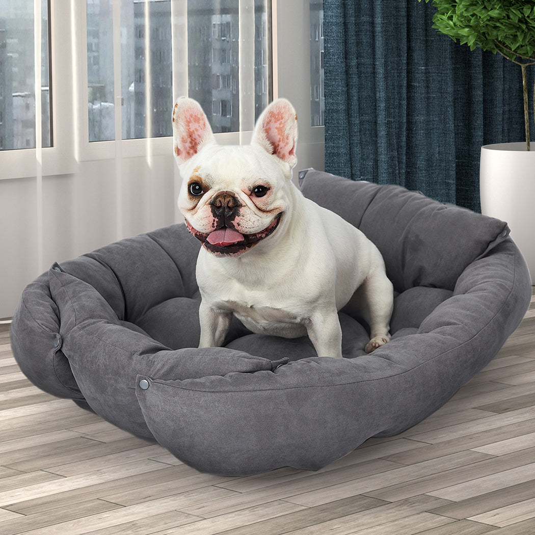 PaWz Pet Bed 2 Way Use Dog Cat Soft Warm Calming Mat Sleeping Kennel Sofa Grey XL PaWz