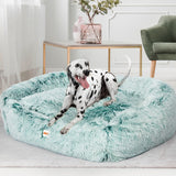 Dog Calming Bed Warm Soft Plush Comfy Sleeping Kennel Cave Memory Foam Teal L PaWz