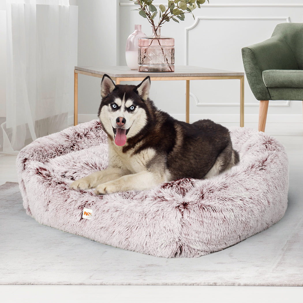Dog Calming Bed Warm Soft Plush Comfy Sleeping Kennel Cave Memory Foam Pink M PaWz